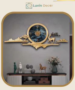 Đồng Hồ Treo Tường Hươu Đồng Mạ Vàng