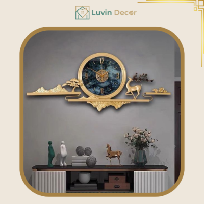 Đồng Hồ Treo Tường Hươu Đồng Mạ Vàng