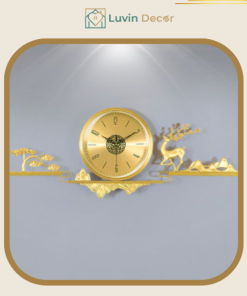 Đồng Hồ Treo Tường Hươu Đồng Mạ Vàng