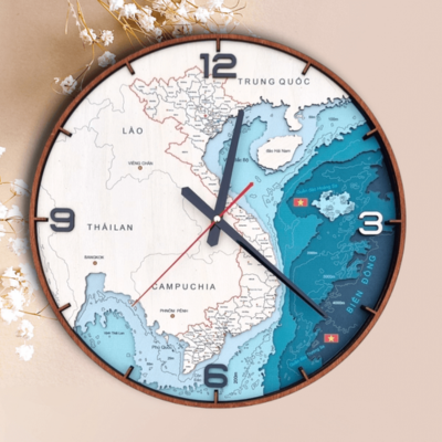 Đồng hồ treo tường bản đồ Việt Nam