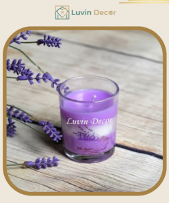 Nến thơm cỏ mềm loại tím cốc thủy tinh